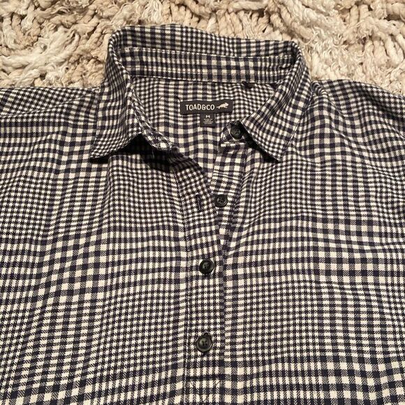 Toad & Co Shirt Dress Women M Plaid Hartland Short Sleeve Kangaroo Pocket - Picture 3 of 7